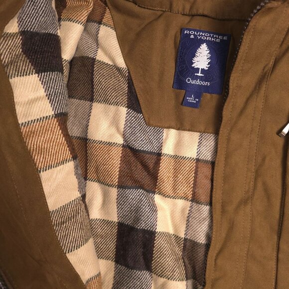 Roundtree & Yorke Outdoors Mens Brown Jacket sz L  leather & Polyester - Picture 2 of 9